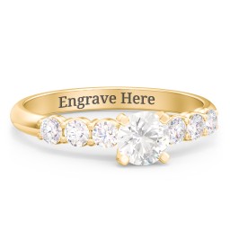 1/2 ct. Round Gemstone Engagement Ring with Side Gemstones