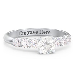 1/2 ct. Round Gemstone Engagement Ring with Side Gemstones