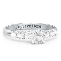 1/2 ct. Round Gemstone Engagement Ring with Side Gemstones