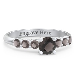 1/2 ct. Round Gemstone Engagement Ring with Side Gemstones