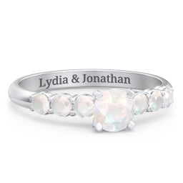 1/2 ct. Round Gemstone Engagement Ring with Side Gemstones