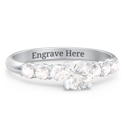 1/2 ct. Round Gemstone Engagement Ring with Side Gemstones in 925 Sterling Silver with Cubic Zirconia