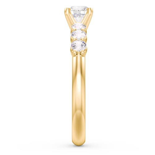 1/2 ct. Round Gemstone Engagement Ring with Side Gemstones – 10K Yellow Gold with Cubic Zirconia