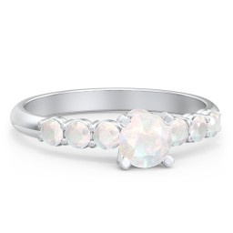 1/2 ct. Round Gemstone Peek-A-Boo Engagement Ring with Side Gemstones