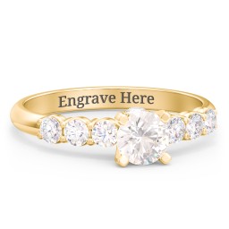 1/2 ct. Round Gemstone Peek-A-Boo Engagement Ring with Side Gemstones