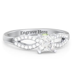 1/2 ct. Princess Gemstone Split Peek-A-Boo Engagement Ring with Accents