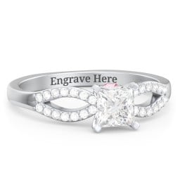 1/2 ct. Princess Gemstone Split Peek-A-Boo Engagement Ring with Accents