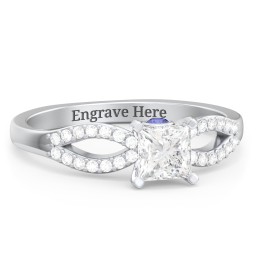 1/2 ct. Princess Gemstone Split Peek-A-Boo Engagement Ring with Accents