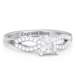 1/2 ct. Princess Gemstone Split Peek-A-Boo Engagement Ring with Accents