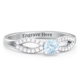 1/4 ct. Round Gemstone Split Engagement Ring with Accents