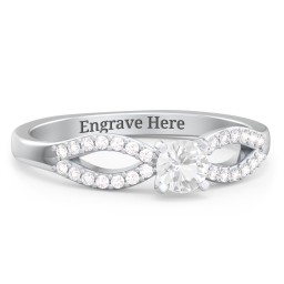 1/4 ct. Round Gemstone Split Engagement Ring with Accents