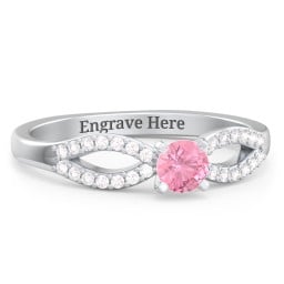1/4 ct. Round Gemstone Split Engagement Ring with Accents