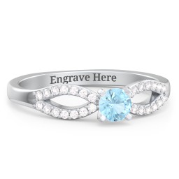 1/4 ct. Round Gemstone Split Engagement Ring with Accents in 925 Sterling Silver with Blue Topaz and White Premium Zirconia