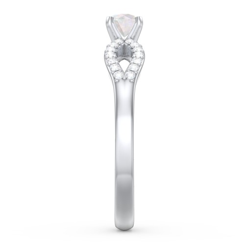 1/4 ct. Round Gemstone Split Engagement Ring with Accents