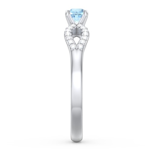 1/4 ct. Round Gemstone Split Engagement Ring with Accents – Sterling Silver with Blue Topaz and White Premium Zirconia