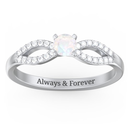 1/4 ct. Round Gemstone Split Engagement Ring with Accents