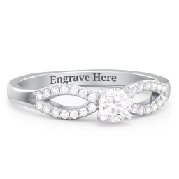 1/4 ct. Round Gemstone Split Engagement Ring with Accents in 925 Sterling Silver with White Sapphire and White Premium Zirconia