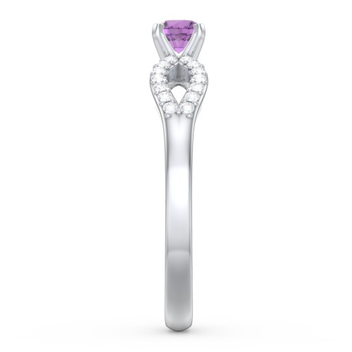 1/4 ct. Round Gemstone Split Engagement Ring with Accents – Sterling Silver with Amethyst and White Premium Zirconia