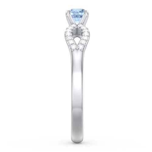 1/4 ct. Round Gemstone Split Engagement Ring with Accents – Sterling Silver with Blue Topaz and White Premium Zirconia