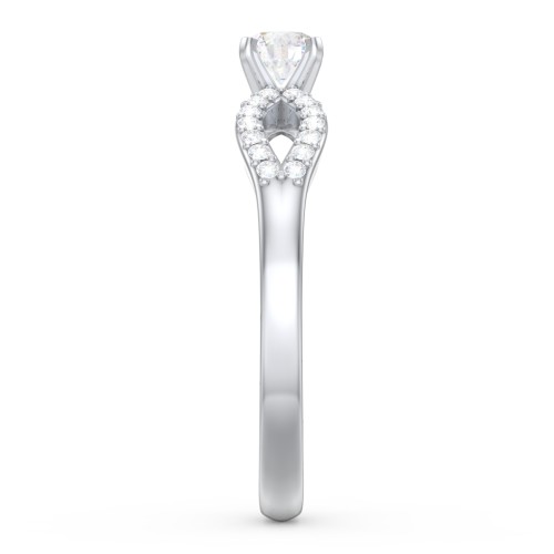 1/4 ct. Round Gemstone Split Engagement Ring with Accents – Sterling Silver with White Sapphire and White Premium Zirconia