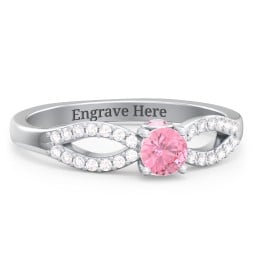 1/4 ct. Round Gemstone Split Peek-A-Boo Engagement Ring with Accents