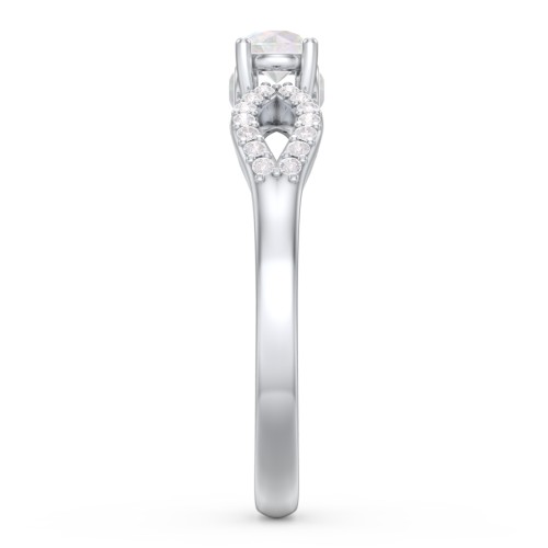 1/4 ct. Round Gemstone Split Peek-A-Boo Engagement Ring with Accents – Sterling Silver with Opal and White Premium Zirconia