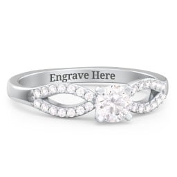 1/3 ct. Round Gemstone Split Engagement Ring with Accents