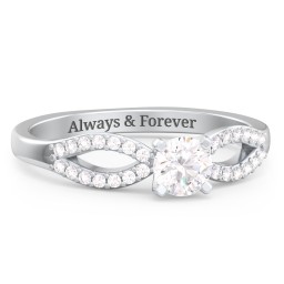 1/3 ct. Round Gemstone Split Engagement Ring with Accents in 925 Sterling Silver with Lab Diamond
