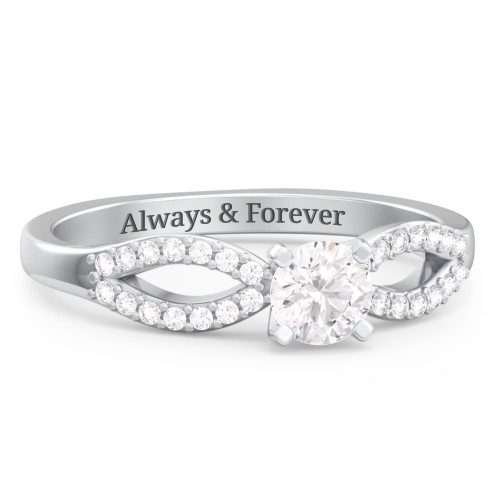 1/3 ct. Round Gemstone Split Engagement Ring with Accents – Sterling Silver with White Premium Zirconia