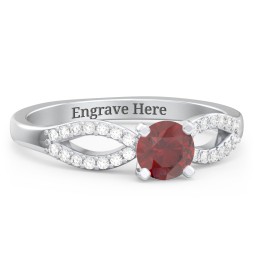 1/2 ct. Round Gemstone Split Engagement Ring with Accents