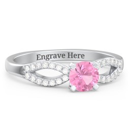 1/2 ct. Round Gemstone Split Engagement Ring with Accents