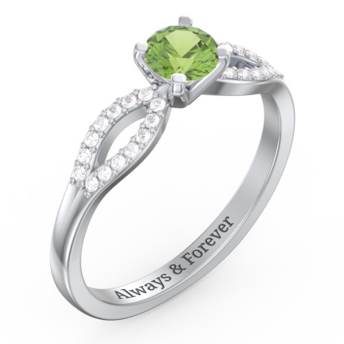 1/2 ct. Round Gemstone Split Engagement Ring with Accents