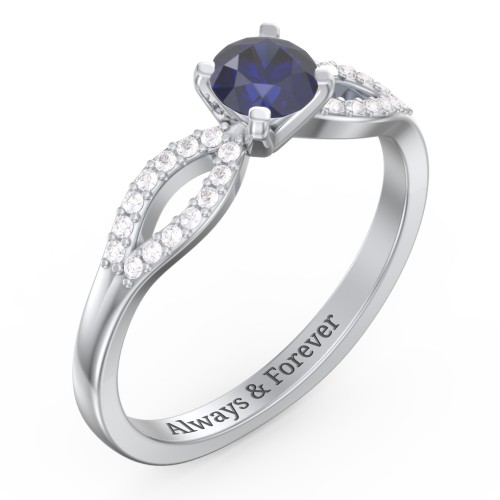 1/2 ct. Round Gemstone Split Engagement Ring with Accents