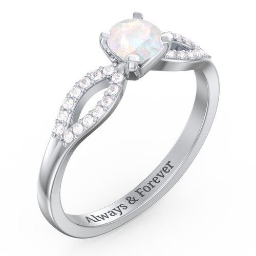 1/2 ct. Round Gemstone Split Engagement Ring with Accents
