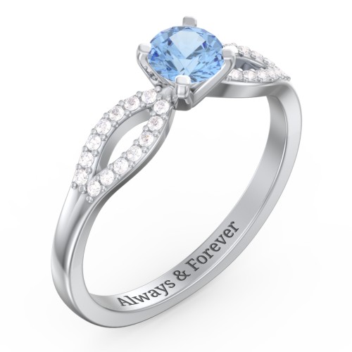 1/2 ct. Round Gemstone Split Engagement Ring with Accents