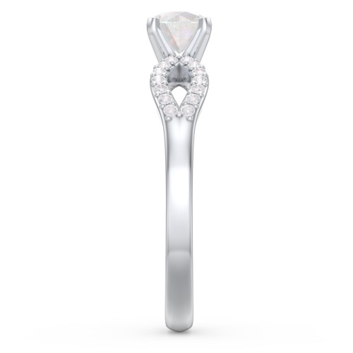 1/2 ct. Round Gemstone Split Engagement Ring with Accents