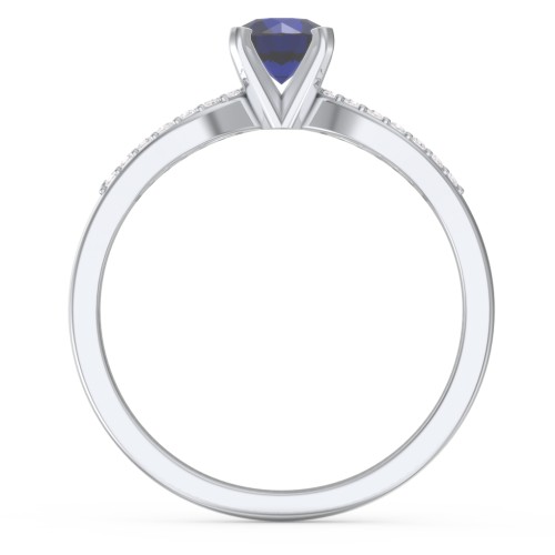 1/2 ct. Round Gemstone Split Engagement Ring with Accents