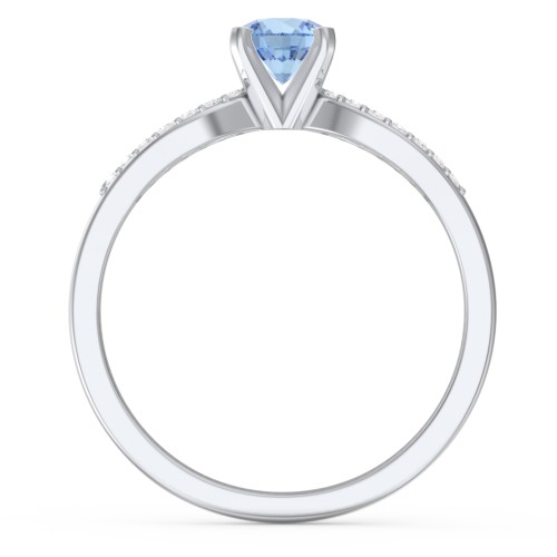 1/2 ct. Round Gemstone Split Engagement Ring with Accents