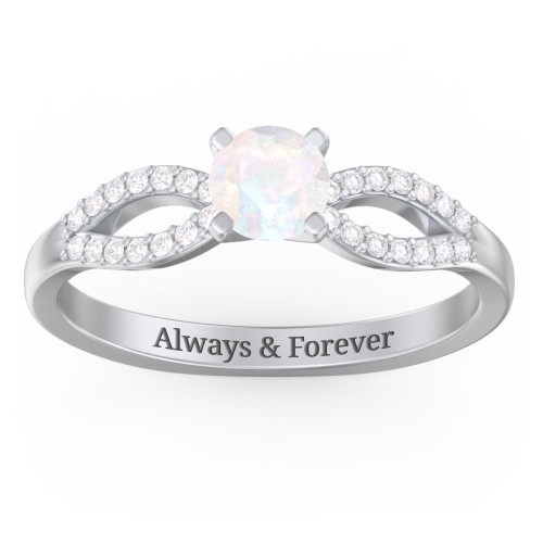 1/2 ct. Round Gemstone Split Engagement Ring with Accents