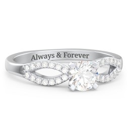 1/2 ct. Round Gemstone Split Engagement Ring with Accents in 925 Sterling Silver with Lab Diamond