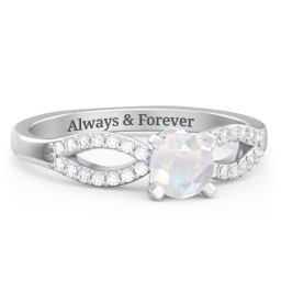 1/2 ct. Round Gemstone Split Peek-A-Boo Engagement Ring with Accents