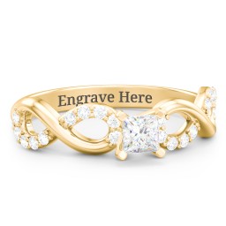 1/4 ct. Princess Gemstone Infinity Engagement Ring with Accent Stones in 14K Solid Yellow Gold with White Premium Zirconia