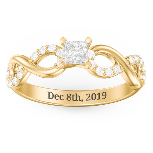 1/4 ct. Princess Gemstone Infinity Engagement Ring with Accent Stones – 14K Yellow Gold with White Premium Zirconia