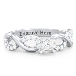 1/4 ct. Princess Gemstone Infinity Engagement Ring with Accent Stones in 925 Sterling Silver with White Premium Zirconia