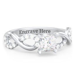 1/2 ct. Princess Gemstone Infinity Peek-A-Boo Engagement Ring with Accent Stones