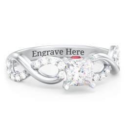 1/2 ct. Princess Gemstone Infinity Peek-A-Boo Engagement Ring with Accent Stones