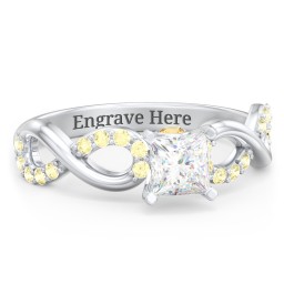 1/2 ct. Princess Gemstone Infinity Peek-A-Boo Engagement Ring with Accent Stones