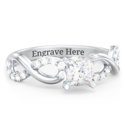 1/2 ct. Princess Gemstone Infinity Peek-A-Boo Engagement Ring with Accent Stones in 925 Sterling Silver with White Premium Zirconia and Cubic Zirconia