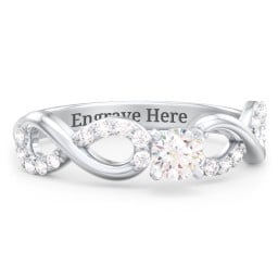 1/4 ct. Round Gemstone Infinity Engagement Ring with Accent Stones