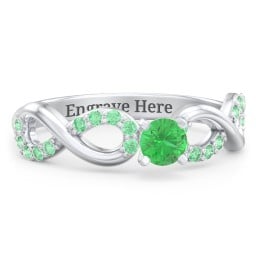 1/4 ct. Round Gemstone Infinity Engagement Ring with Accent Stones
